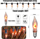 10 FT Flickering Flame Light String, C18 Halloween Decoration Light String, with 10 Clear Flame Bulbs, for Outdoor | Lumora