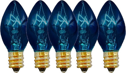 EST. LEE DISPLAY L D 1902 C7 4th of July Light Bulbs, Transparent Multi-Colored Christmas Lights, Red, White, and Blue Replacement Bulbs, C-7 E12 Steady, Box of 25 (Transparent Red White Blue)