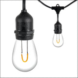15' FlexFilament LED S14 Edison Bulb Heavy Duty Shatterproof Patio Lights, Suspended - Outdoor String Light | Lumora