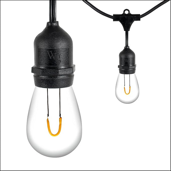 15' FlexFilament LED S14 Edison Bulb Heavy Duty Shatterproof Patio Lights, Suspended - Outdoor String Light | Lumora