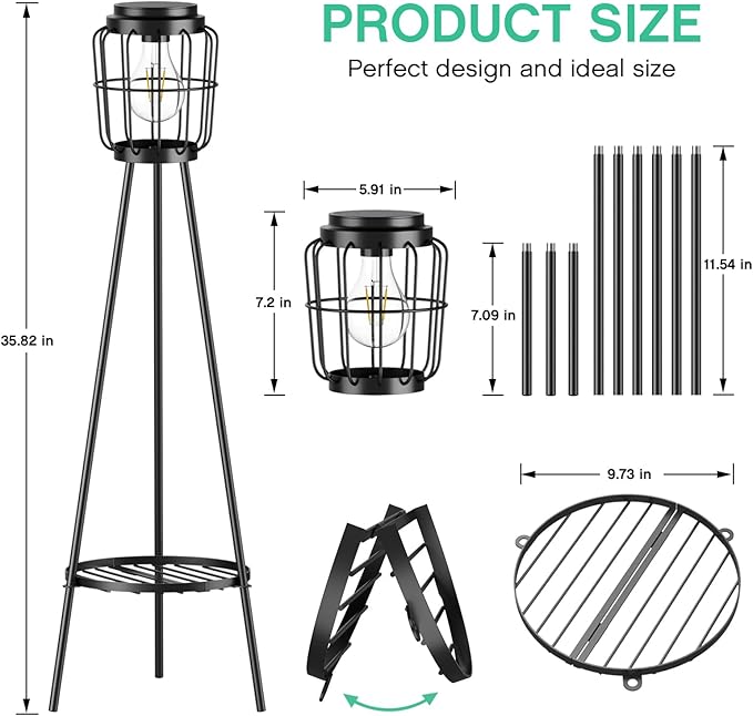 MXwcy 2 Pack Solar Lights Outdoor with Plant Stands, Solar Floor Lamp with LED Edison Bulbs for Garden Yard Pathway | Lumora