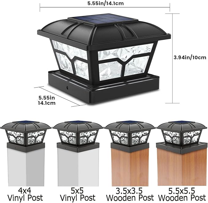 SIEDiNLAR Solar Post Cap Lights Outdoor 2 Color Modes for 4x4 5x5 6x6 Wooden Vinyl Posts Fence Deck Patio | Lumora