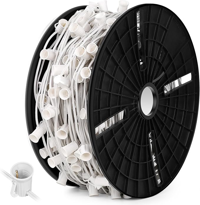 Brightever Commercial 500 FT LED Lights Sockets Outdoor, C9 E17 Light Sockets Set Spool, C9 Sockets Patio String | Lumora