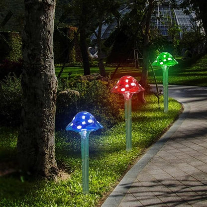 3pcs Solar Powered Simulation Mushroom Stake Lights, Outdoor Save Energy Garden Ground Light Ornament for Yard Patio Lawn Park Footpath Villa Decoration(#1)