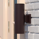 VAXCEL Chiasso Modern Outdoor Porch Light, 5" W x 14.25" H 2-Light Deep Bronze Cylinder Wall Sconce, Waterproof Up | Lumora