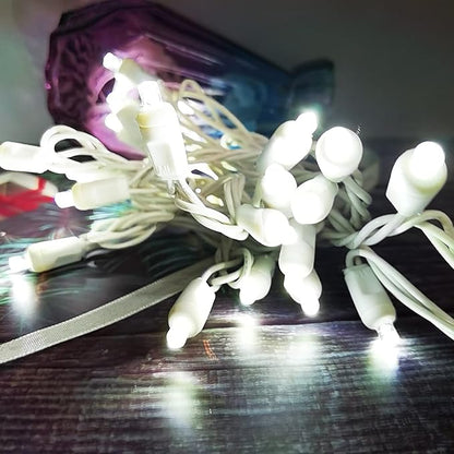 Christmas Lights 50 LED 17FT Commercial Mini LED String Lights, 120V UL, White Wire Xmas Lights for Indoor & Outdoor Use, Holiday Party Decorations,Trees, Light Displays (Cool White)