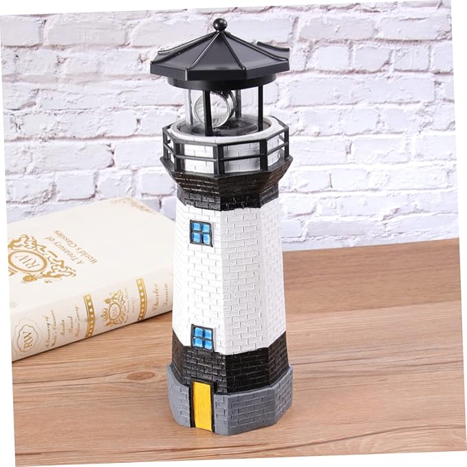 1pc Led Solar Revolving Lighthouse Garden Decorative Light for Lawns Walkways and Yards Energy-Saving Resin Design | Lumora