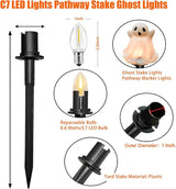SUNSGNE Halloween Ghost Pathway Lights Outdoor, Set of 4 Ghost Halloween Stake Path Lights with C7 LED Bulbs for | Lumora