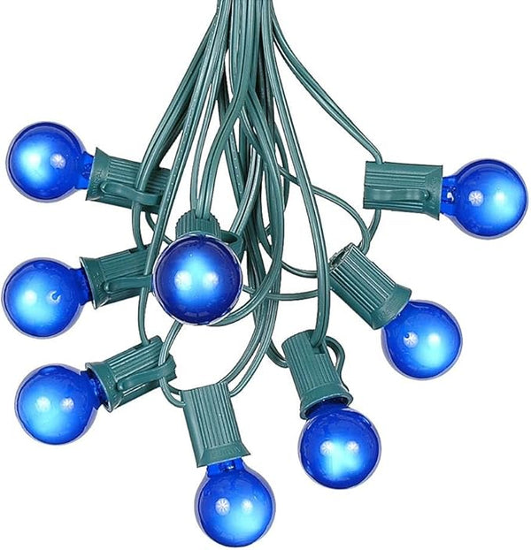 100 Foot G30 Outdoor Patio String Lights with 125 Blue Globe Bulbs Indoor/Outdoor Cafe Hanging Lights C7/E12 Base | Lumora