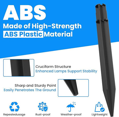 SDTC Tech 12-Pack ABS Ground Spikes (Only Fit for Round Pole of 0.83" Inside Diameter) Solar Torch Light Garden Plastic Ground Stakes for Garden Light Pathway Markers, 8.2 Inch Length