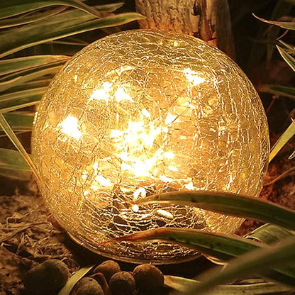 TOMEX 4 Pack Solar Garden Lights, Cracked Glass Ball Waterproof Warm White LED for Outdoor Decor Decorations Pathway Patio Yard Lawn, 4 Pack (3.9")