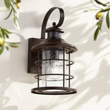 John Timberland Hogan Vintage Outdoor Wall Light Fixture Oil Rubbed Bronze 14" Seedy Glass Dusk to Dawn Motion | Lumora