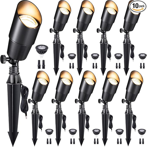 Gardenreet LED Low Voltage Spotlight - 12V AC/DC Black Outdoor Light Fixture, Brass Landscape Lights Hardwired | Lumora