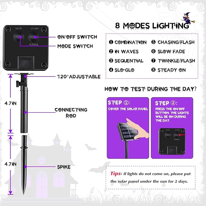 2 Pack 200 LED Solar Christmas Lights Outdoor Waterproof, Solar String Lights for Outside, Solar Powered Tree Light with 8 Lighting Modes for Xmas Tree Party Garden Yard Christmas Decorations (Purple)