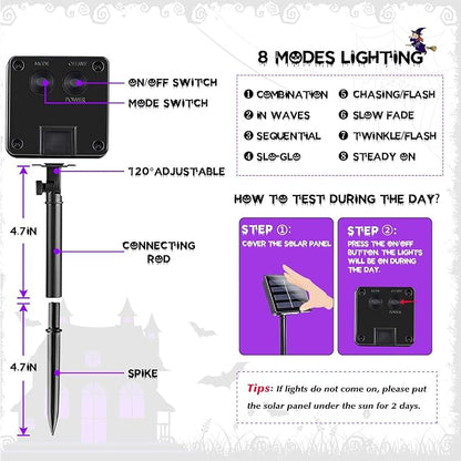 2 Pack 200 LED Solar Christmas Lights Outdoor Waterproof, Solar String Lights for Outside, Solar Powered Tree Light with 8 Lighting Modes for Xmas Tree Party Garden Yard Christmas Decorations (Purple)