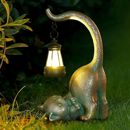 Solar Cat Garden Statue Outside Decor with Lantern for Yard Art Lawn Ornaments Porch Patio Balcony Housewarming Gifts Birthday Gift for Grandma Mom Women Sister Lover