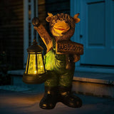Solar Garden Decor Statues: Handmade Resin Statue with LED Light,Highland Cow Figurine Outdoor Garden Decor Unique | Lumora