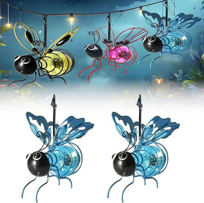 2025 New Solar Bees Lights Outdoor, Solars Bee Simulation Lights, Hanging Bee Solar Garden Light, Waterproof Bumble Bees Solar Light for Party Festivals Garden Decor Birthday Gifts (2PC-Blue)