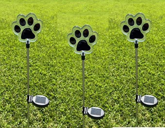 Starry Illuminate 3 PCS Solar Color Changing Dog Paw Puppy Paw Style Garden Stake Light