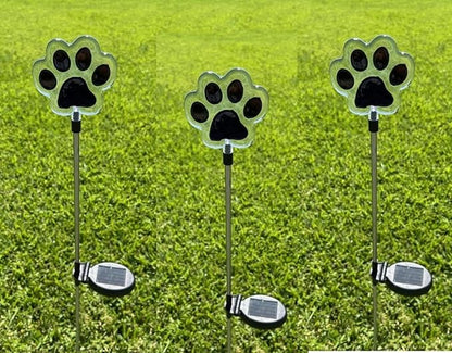 Starry Illuminate 3 PCS Solar Color Changing Dog Paw Puppy Paw Style Garden Stake Light
