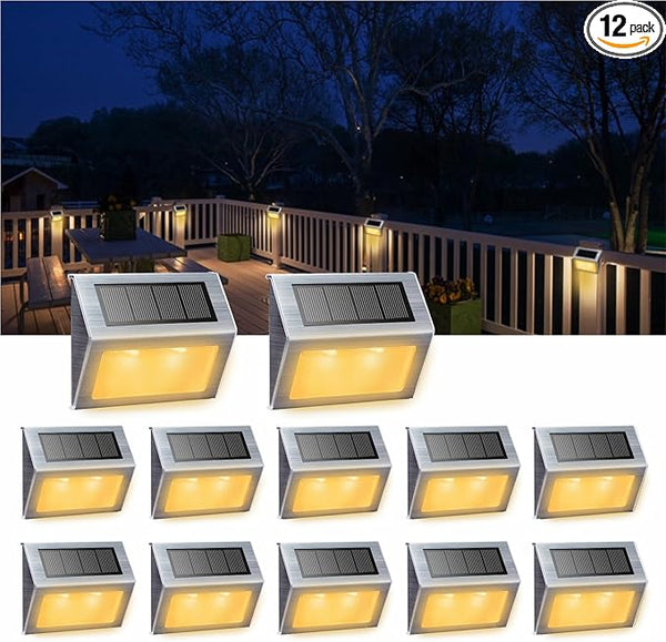 XLUX Solar Lights for Steps Decks Pathway Yard Stairs Fences, LED lamp, Outdoor Waterproof,Warm Light,12 Pack | Lumora