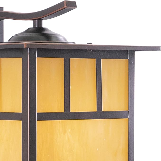 VAXCEL Mission 12.5 in. H 1-Light Burnished Bronze Mission Outdoor Wall Sconce Made of Durable Steel, Honey Opal | Lumora