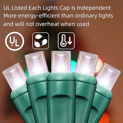 LAMPHOME 1200LED (24pk of 50L) String Lights, LED Christmas Lights, 6" SPACING,Green Wire, White