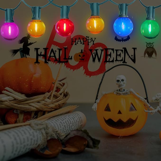 25FT Outdoor String Lights Connectable, Waterproof Multicolor LED Globe G40 Christmas Lights for Patio Xmas Tree Roof Holiday Party Decor
