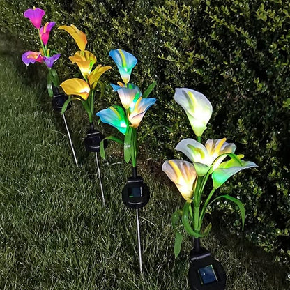 Aolyty Solar Garden Lights Outdoor Decor, Multi-Color Changing LED Solar Calla Lily Flower IP65 Waterpoof Landscape Lghting for Lawn Garden Yard Pathway Decoration (Purple, 2 Pack)