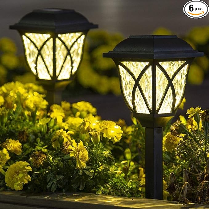 6 Pack Solar Pathway Lights, Outdoor Solar Light Waterproof Automatic on/Off Garden Decoration, Courtyard Terrace Lawn Walkway Deck Waterproof Landscape Light (Warm White)