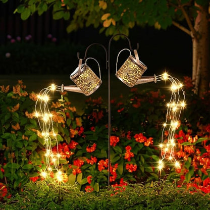 Solar Watering Can Lights Outdoor Garden Decor, Waterproof Landscape Light One Pole Two Lights Outside Decorations for Lawn Backyard Patio Chrismas Gardening Gifts