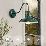 10'' Dome Outdoor Gooseneck Barn Light Fixture with Wall Mount, Green Exterior Porch Barn Door Lighting, Farmhouse | Lumora