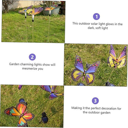 TOYANDONA 3pcs LED Solar Color Changing Butterfly Garden Lights Set Waterproof Outdoor Decorative Solar Pathway Lamps for Lawn and Backyard