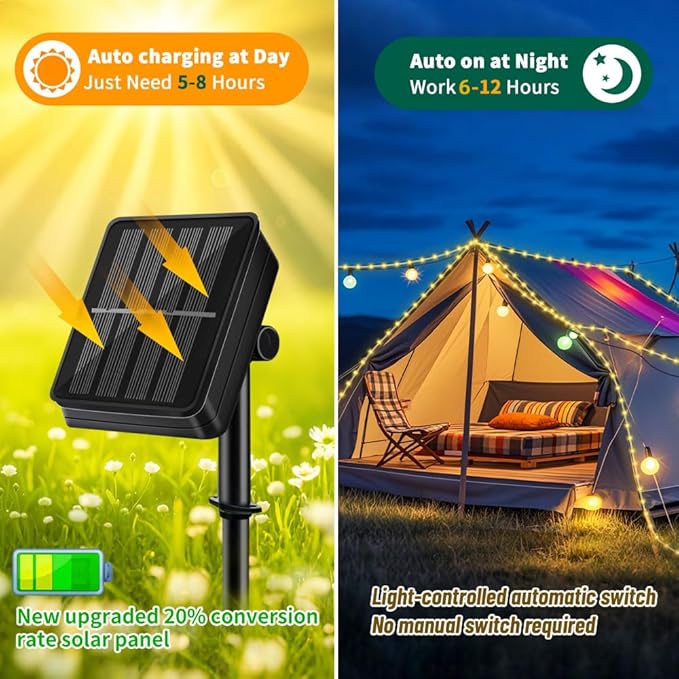 Solar Rope Light 3 Pack 39 FT 100 LEDs IP65 Waterproof Outdoor LED ‎Solar Outdoor Lights for Party Garden Yard Home Wedding Christmas Halloween Holiday Tree Decoration Lighting(3 Pack)