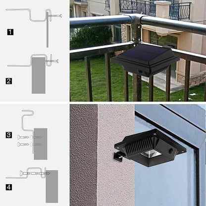 KEENZO Solar Powered Gutter Lights Waterproof Outdoor Dusk to Dawn 25 LED Deck Fence Wall Stair Step and Yard Cool/Warm White LED Eaves Garden Landscape Pathway (Cool White Light_4 PCS, Black)