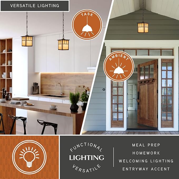 VAXCEL Mission 1 Light Bronze Outdoor Lantern Pendant Honey Glass | Lumora