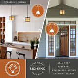 VAXCEL Mission 1 Light Bronze Outdoor Lantern Pendant Honey Glass | Lumora