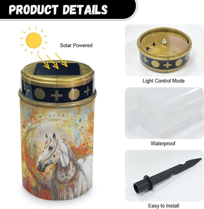 Western Aztec Horse Solar Lights,Solar Lights Outdoor Waterproof,Horse Solar Stake Lights Waterproof Solar Pathway Lights for Garden Yard Patio Backyard Decorative Lamps