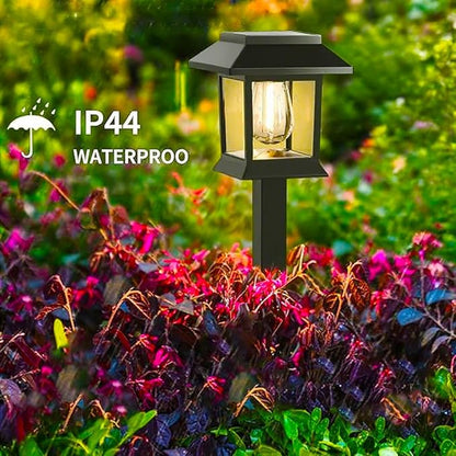 2 Pack Solar Pathway Lights Outdoor, IP65 Waterproof Upgraded LED - Auto On/Off Landscape Lighting for Driveway, Garden, Walkway, Patio & Yard Decor, Warm White