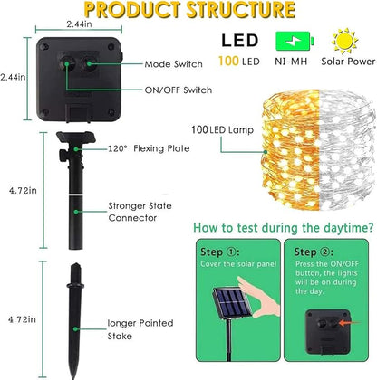 (Warm White ⇋ Cool White) Solar Christmas String Lights Outdoor, 2-Pack Total 80FT 200 LED Solar Twinkle Lights, Waterproof Copper Wire 8 Modes Solar Fairy Lights for Garden Tree Christmas Party Decor