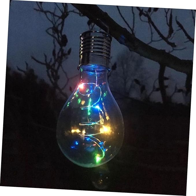 Uonlytech 6pcs Solar Powered Led Bulb String Lights Transparent Warm White Hanging Light Bulb Easy to Install Copper Wire Decoration for Garden Patio Party Home