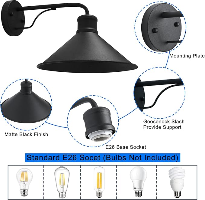 1 Pack Outdoor Wall Lights Wall Mount for House, Front Porch Wall Light Fixtures Wall Mount, Farmhouse Wall Sconce | Lumora