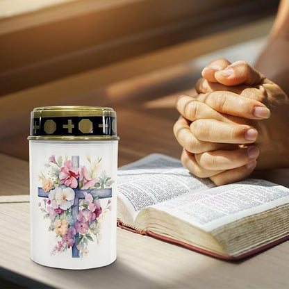 Crucifixion Solar Lights Outdoor Cemetery Floral Be Still and Know That I am God Cemetery Solar Lights Solar Lights Grave Decorations for Cemetery Dad