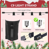 25Ft C9 Light String Christmas Stringer, C9 Strand Set with 25 Sockets, Outdoor Christmas String Light Strand for | Lumora