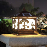 Outdoor lamp LED Outdoor Solar Column Light Classical Traditional Square E27 Edison Porch Pillar Lantern Waterproof | Lumora