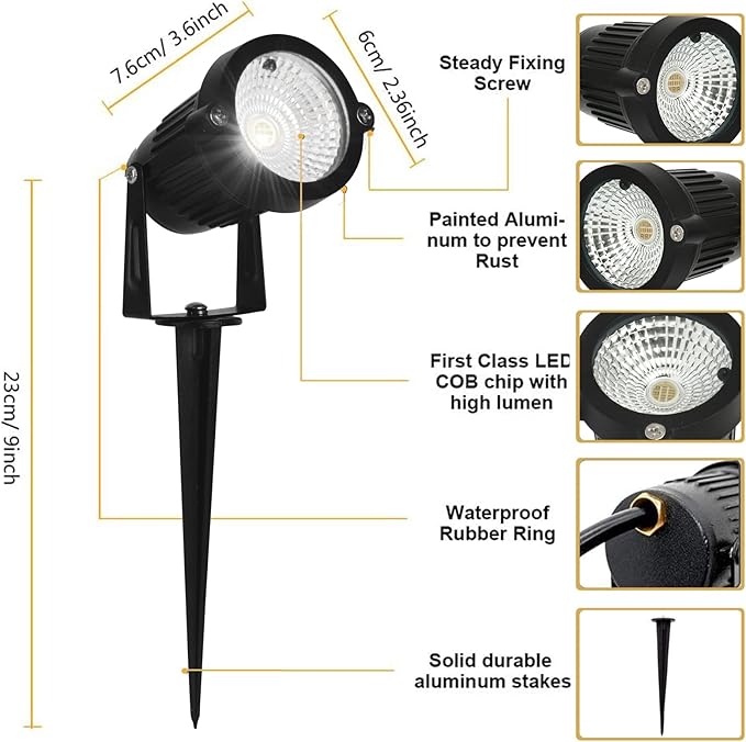 5W RGB Low Voltage Landscape Lights, LED Color Changing Landscape Lighting, IP66 Waterproof Outdoor Spotlight, 12V | Lumora