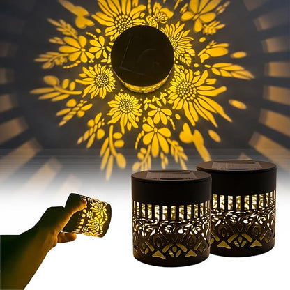 Decorative Solar Mandala Lights, Solar Mandalas Garden Lights Outdoor, New Metal Solar Powered Outdoor Deck Step Wall Light, Waterproof, for Garden Post Patio Backyard Yard Decor (Sunflower,2Pcs)