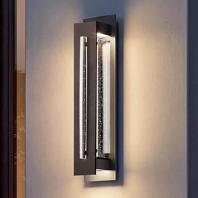Kichler River Path 23" LED Outdoor Wall Light in Textured Black, 1-Light Contemporary Exterior Wall Sconce with | Lumora
