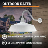 21in. White Oversized Outdoor Gooseneck Barn Light Fixture With 22in. Long Arm - Wall Sconce Farmhouse, Vintage | Lumora