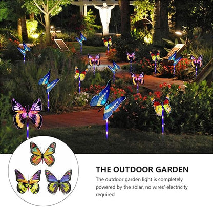 3pcs LED Solar Fiber Optic Butterfly Garden Lights Outdoor Lawn Landscape Lamps Yard Solar Pathway Lighting for Patio and Backyard